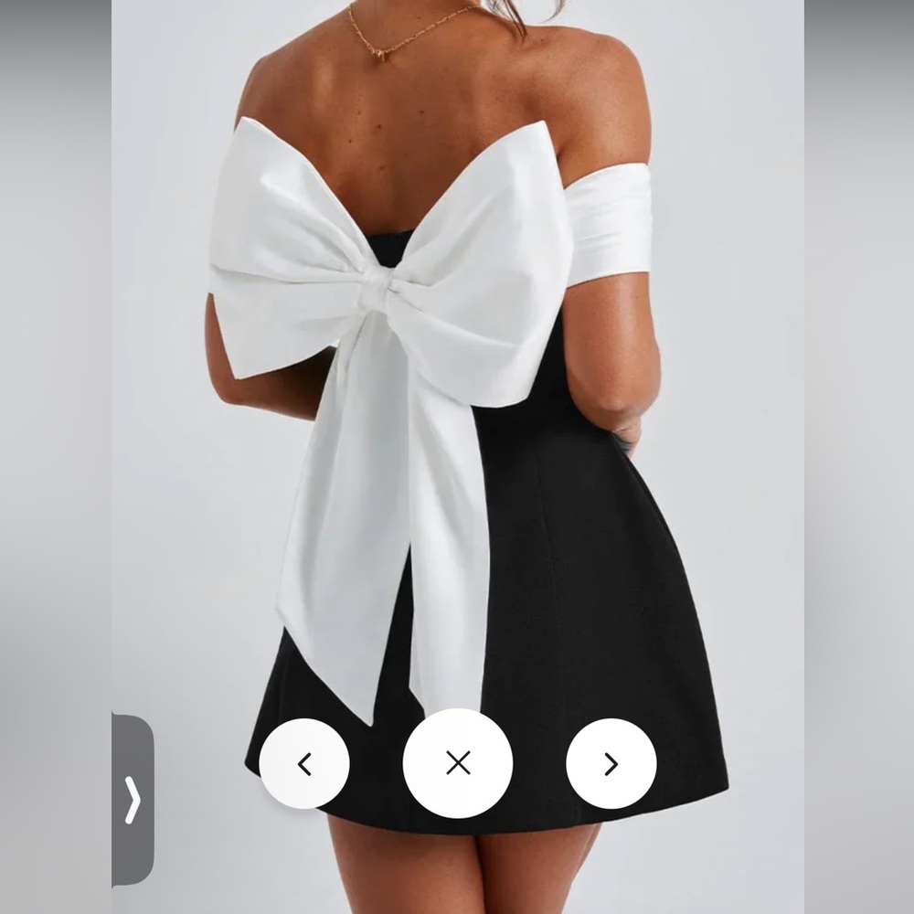 Elegant Black Women's Dress with White Bow 

Small & Medium Available - Picture 6 of 8